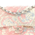 Tweed Quilted Camellia Medium Double Flap Ivory Multicolor