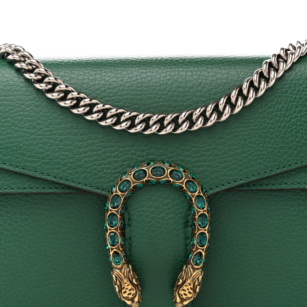 Dollar Calfskin Crystal Small Dionysus Shoulder Bag Emerald