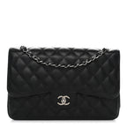 Caviar Quilted Jumbo Double Flap Black