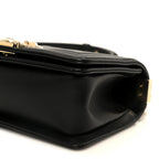 Lambskin Chevron Quilted Small Boy Flap Black