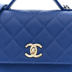 Caviar Quilted Small Business Affinity Flap Dark Blue