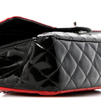 Patent Calfskin Quilted Bi-Color Medium Double Flap Black Red