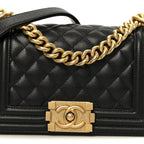 Caviar Quilted Small Boy Flap Black