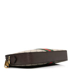 GG Supreme Monogram Textured Dollar Calfskin Web Ophidia Wristlet Shoulder Bag Beige Ebony New Acero