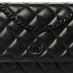 Lambskin Quilted Wallet On Chain WOC So Black