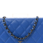 Caviar Quilted Wallet on Chain WOC Blue