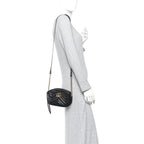Calfskin Matelasse Mini GG Marmont Chain Shoulder Bag Black
