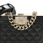 Patent Calfskin Boy Minaudiere Black
