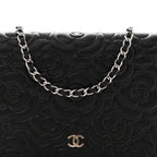 Caviar Camellia Embossed Wallet On Chain WOC Black