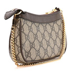 GG Supreme Monogram Textured Dollar Calfskin Mini Ophidia Chain Bag Beige Ebony