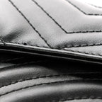 Calfskin Matelasse Small GG Marmont Shoulder Bag Black
