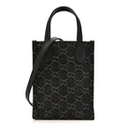 Denim GG Monogram Dollar Calfskin Mini Ophidia Tote Black Grey