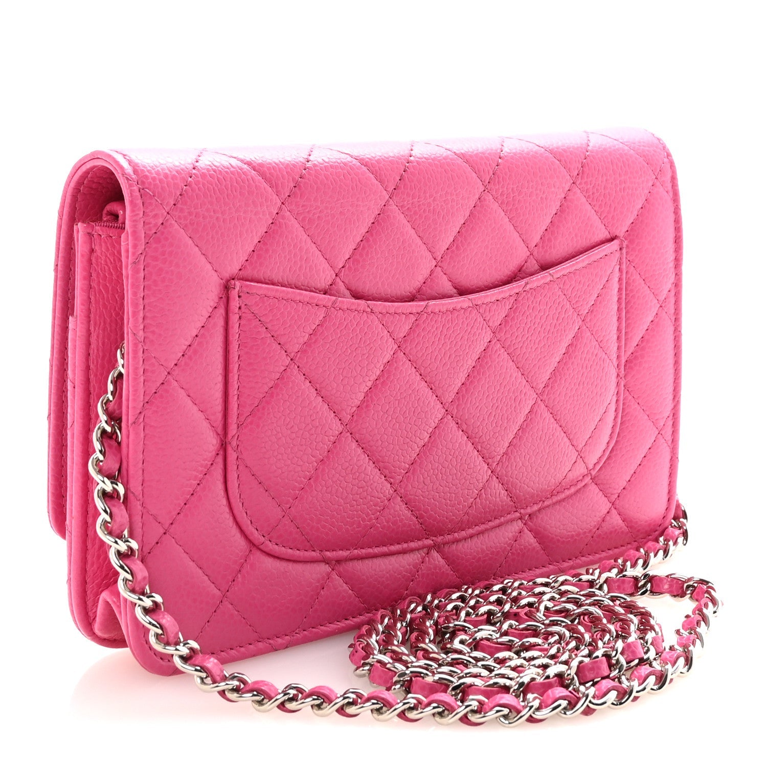 Caviar Quilted Wallet on Chain WOC Pink