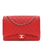 Caviar Quilted Maxi Double Flap Red