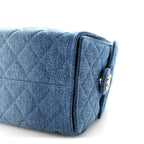Washed Denim Quilted Small Chanel 25 Handbag Blue