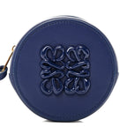 Calfskin Inflated Anagram Cookie Zip Coin Case Blue