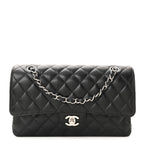 Caviar Quilted Medium Double Flap Black