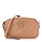 Calfskin Matelasse Monochrome Small GG Marmont Chain Shoulder Bag Camelia