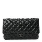 Lambskin Quilted Medium Double Flap So Black