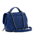 Caviar Quilted Small Business Affinity Flap Dark Blue