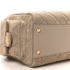 Suede Quilted Chanel 25 Bowling Bag Dark Grey
