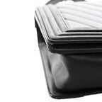 Calfskin Chevron Quilted New Medium Boy Flap Black