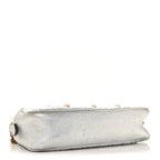 Metallic Calfskin Matelasse Studded Small Pearly GG Marmont Chain Shoulder Bag Silver