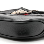 X BALENCIAGA BB Monogram Calfskin Web Mini Jackie 1961 Hobo Black