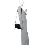 Calfskin Matelasse Monochrome Small GG Marmont Chain Shoulder Bag Black