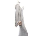 Caviar Quilted Round Filigree Crossbody Beige Black
