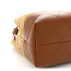 Suede Calfskin Shiny Lambskin Quilted Small Coco Base Shopping Bag Beige Brown