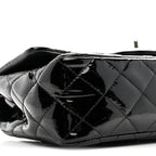Patent Calfskin Quilted Mini Rectangular Flap Black