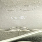 Metallic Lambskin Quilted Jumbo Double Flap Green
