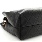 Calfskin Quilted Large Coco Base Shopping Bag Black