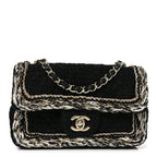 Tweed Braided Mini Rectangular Flap Black