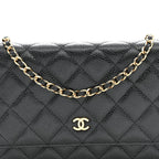 Caviar Quilted Wallet on Chain WOC Black
