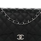 Caviar Quilted Jumbo Double Flap Black