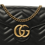 Calfskin Matelasse GG Marmont Chain Wallet Black