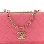 Lambskin Quilted Mini Trendy CC Wallet On Chain WOC Pink