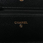 Caviar Quilted Wallet on Chain WOC Black