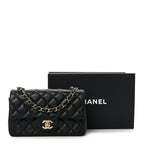 Lambskin Quilted Mini Rectangular Flap Black