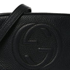 Pebbled Calfskin Small Soho Disco Bag Black