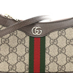 GG Supreme Monogram Textured Dollar Calfskin Web Mini Ophidia Shoulder Bag Beige Ebony New Acero