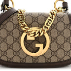GG Supreme Monogram Textured Dollar Calfskin Mini Blondie Chain Shoulder Flap Bag Beige Ebony New Acero