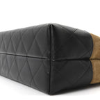 Suede Calfskin Shiny Lambskin Quilted Small Coco Base Shopping Bag Beige Black