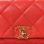 Lambskin Quilted Chanel 19 Waist Bag Red