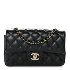 Lambskin Quilted Mini Rectangular Flap Black
