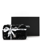 Sequin Ribbon Small Rectangular Flap Black White