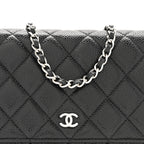 Caviar Quilted Wallet on Chain WOC Black