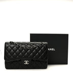 Caviar Quilted Jumbo Double Flap Black
